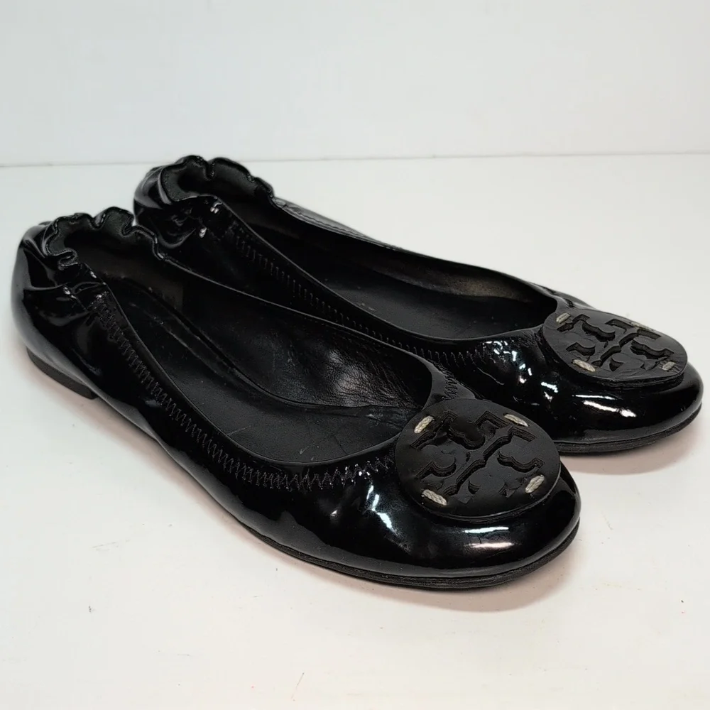Tory Burch Minnie slip on leather glossy ballerina flats woman's size 7
